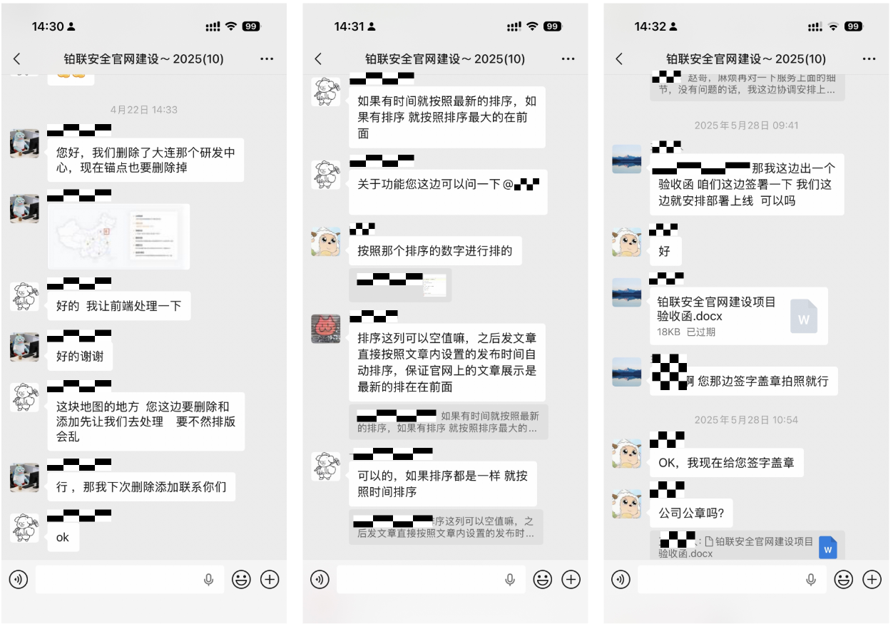 北京一网天行公司项目服务过程截图